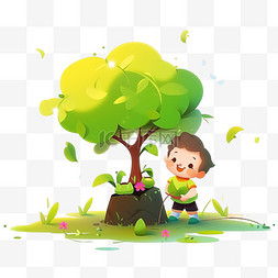 儿童种植图片_植树节春天种植树木元素