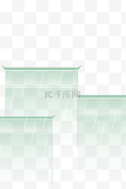 绿色简约节气图片_24节气简约风雨水屋檐下雨设计