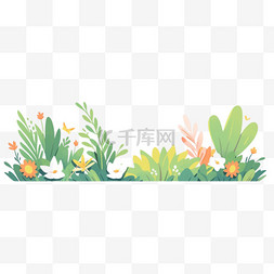 春天装饰手绘植物图片_草丛免抠装饰素材