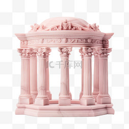 罗马斗兽绘画图片_创意粉色罗马柱元素立体免抠图案