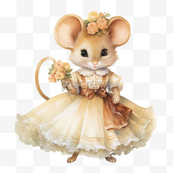 图形婚纱老鼠元素立体免抠图案