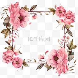 立体粉色花图片_ai粉色花框元素立体免抠图案