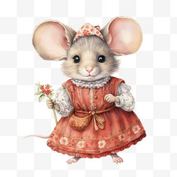 老鼠图案图片_简约老鼠裙子元素立体免抠图案