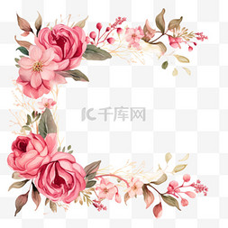 粉色花粉色图片_创意粉色花框元素立体免抠图案