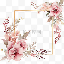 装饰粉色花框元素立体免抠图案