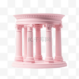 舞台罗马柱图片_绘画粉色罗马柱元素立体免抠图案