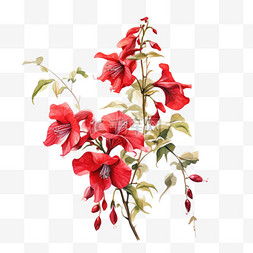 纹理红色花朵元素立体免抠图案