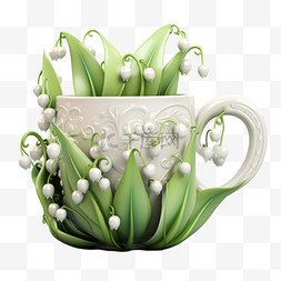 简约植物花瓶元素立体免抠图案
