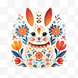 兔子建模图片_建模花朵兔子元素立体免抠图案