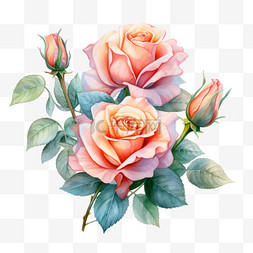 艺术彩色玫瑰元素立体免抠图案