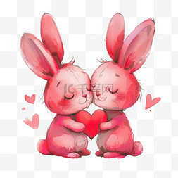 手绘动漫可爱背景图片_卡通手绘粉色可爱的小兔元素