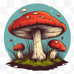 植物春天蘑菇卡通手绘元素