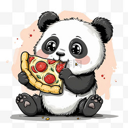 吃货节美味披萨图片_可爱熊猫卡通披萨手绘元素