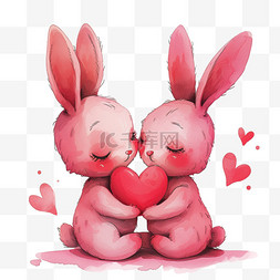 淡红色背景图片_手绘粉色可爱的小兔卡通元素