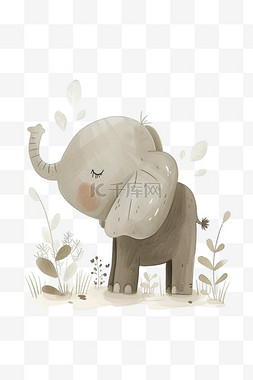 大象和小象图片_手绘可爱小象卡通免抠元素