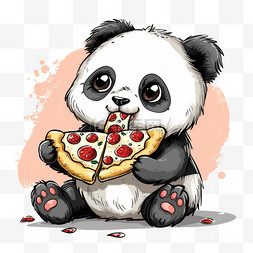 方形披萨图片_可爱熊猫披萨手绘元素卡通