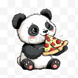 一个卡通披萨图片_可爱熊猫披萨手绘元素卡通