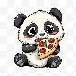 一个卡通披萨图片_手绘可爱熊猫披萨卡通元素