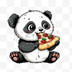 卡通手绘可爱熊猫披萨元素