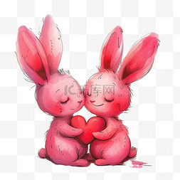 可爱的小兔卡通手绘粉色元素