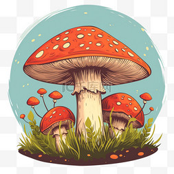 元素春天植物蘑菇卡通手绘