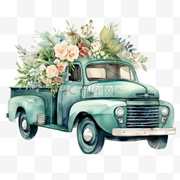 汽车线稿logo图片_装饰花朵汽车元素立体免抠图案