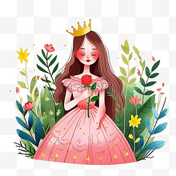 几朵玫瑰图片_妇女节美女植物卡通手绘元素