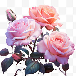 合成玫瑰图片_合成彩色玫瑰元素立体免抠图案