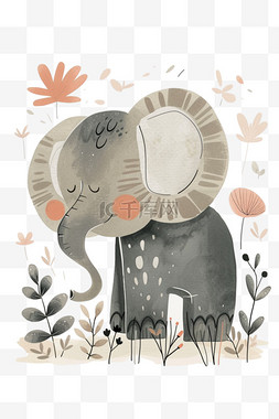 大象和小象图片_可爱小象卡通免抠手绘元素