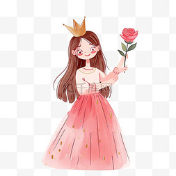 朵玫瑰手绘图片_妇女节免抠美丽女孩鲜花手绘元素