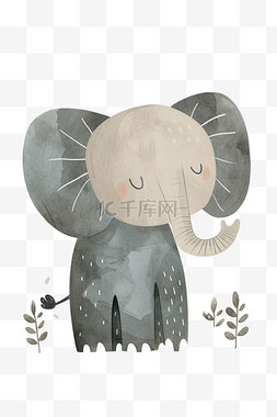 大象和小象图片_可爱小象卡通元素手绘免抠
