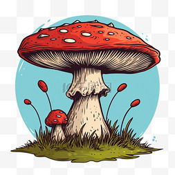 春天植物蘑菇手绘元素卡通