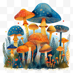 卡通绿色蘑菇图片_可爱植物蘑菇卡通春天手绘元素