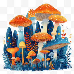 卡通蘑菇背景图片_卡通春天可爱植物蘑菇手绘元素