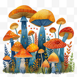 鲜艳的蘑菇图片_可爱植物蘑菇卡通手绘春天元素