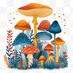 卡通蘑菇背景图片_可爱植物蘑菇春天卡通手绘元素
