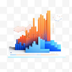 创意多彩柱状图元素立体免抠图案