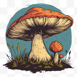 卡通蘑菇背景图片_春天手绘植物蘑菇卡通元素