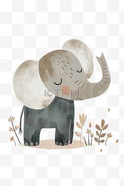 大象小象卡通图片_元素可爱小象卡通手绘免抠