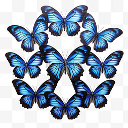 蓝色立体造型图片_造型蓝色蝴蝶元素立体免抠图案