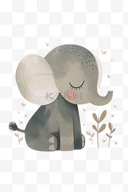 大象和小象图片_可爱小象手绘免抠元素卡通