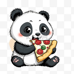 方形披萨图片_可爱熊猫披萨元素卡通手绘