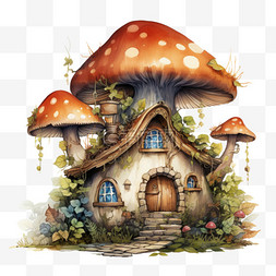 蘑菇屋免抠图片图片_数字艺术蘑菇树屋元素立体免抠图