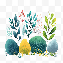 植物手绘插画免抠春天元素
