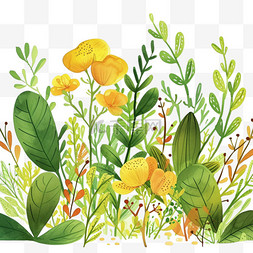手绘春天植物花朵图片_免抠春天植物花朵手绘插画元素