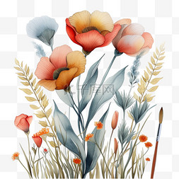 水彩背景白色图片_春天植物花朵元素手绘免抠