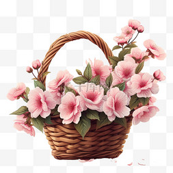 春天花手绘篮绽放的花免抠元素