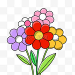 多巴胺描边彩色花朵PNG素材