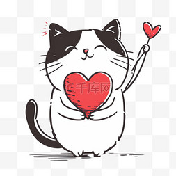 可爱的小猫红心手绘元素卡通