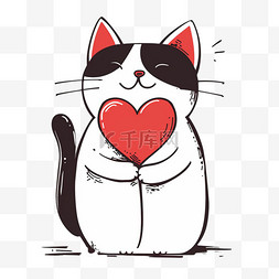 可爱混搭图片_小猫可爱的红心卡通手绘元素